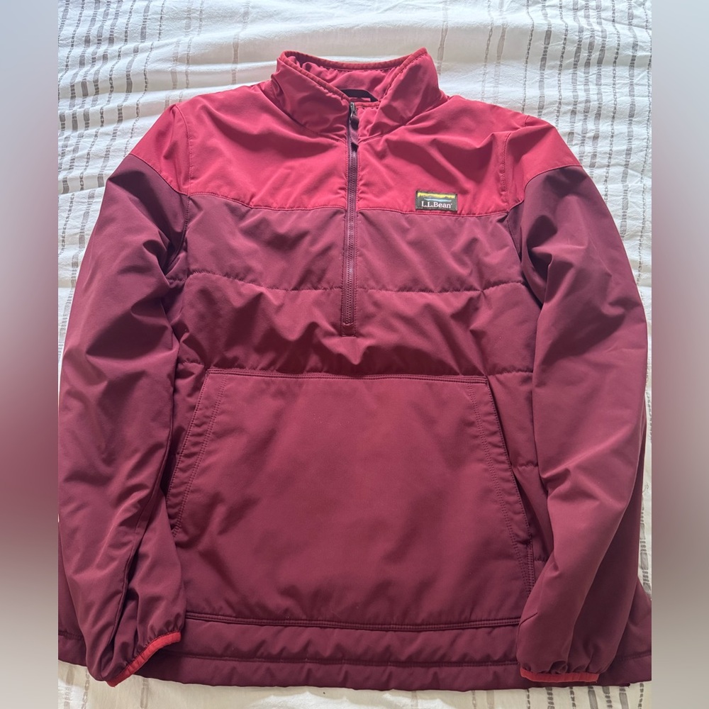 L.L. Bean Insulated Stretch Pullover Coral Color-block SIZE L